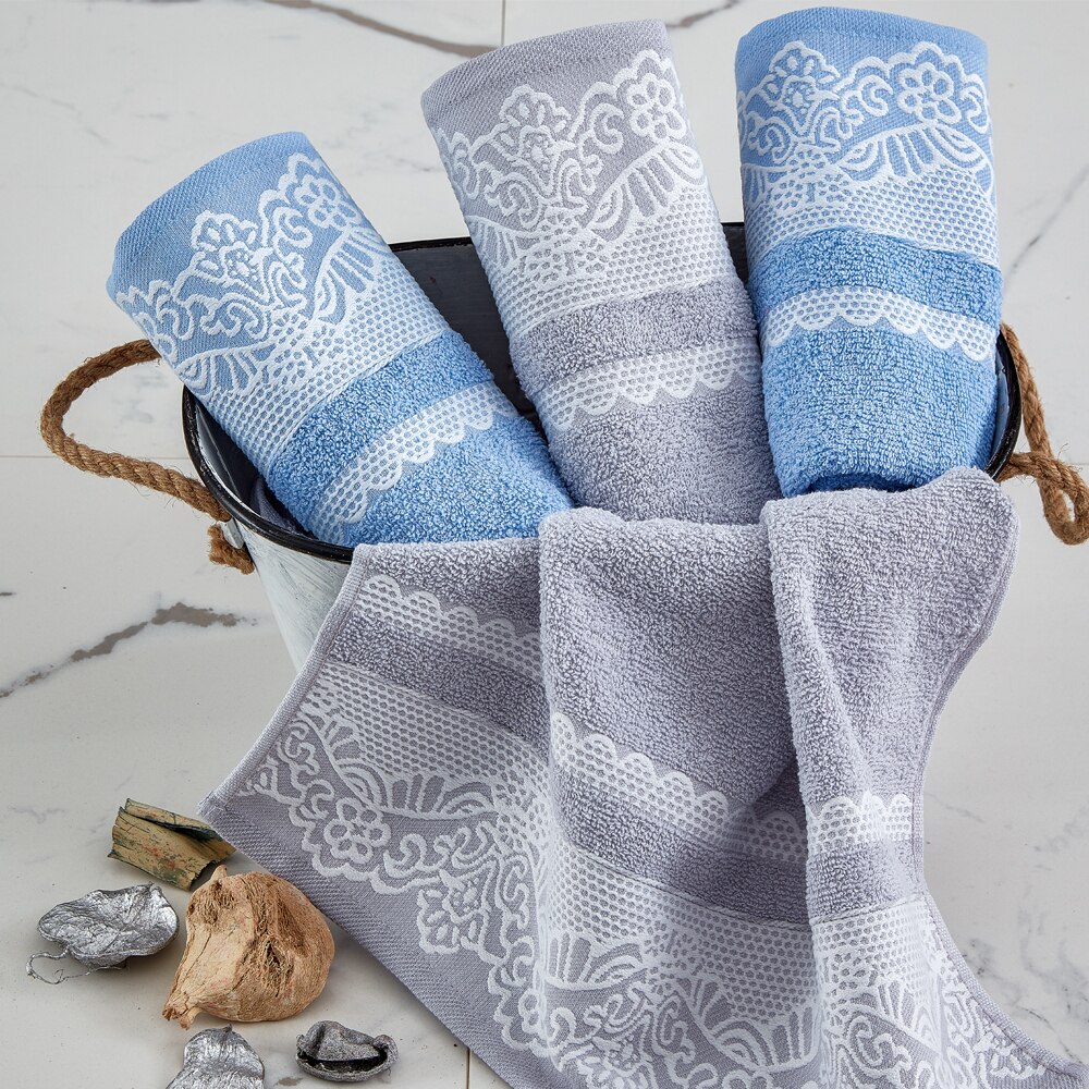 Turkisk handduk lyxig spets badhandduk strandhandduk ansiktshandduk set 4 st 50 x 85 cm broderade 100%  bomull turkiska handdukar set