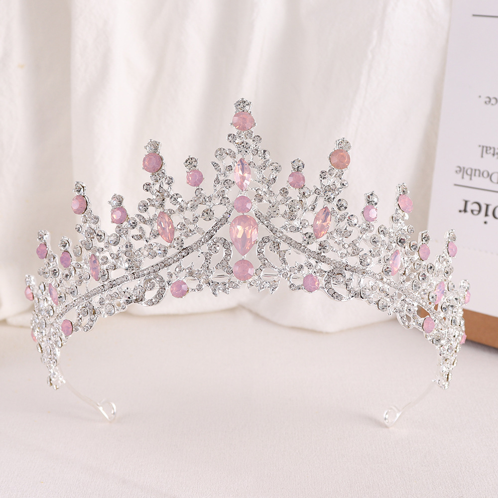 Tiaras nupciales de cristal de ópalo de Reina de princesa barroca, coronas, tocados elegantes de lujo, diadema, vestido de pelo de boda, accesorios de joyería: Bronce antiguo plateado