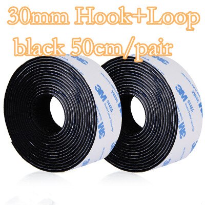 Mocne rzepy zapięcie samoprzylepne taśma haczyk i pętla nylonowa naklejka magiczne rzepy klej z klejem do majsterkowania 16 ~ 110mm 50cm: 30mmblack 1pair 50cm