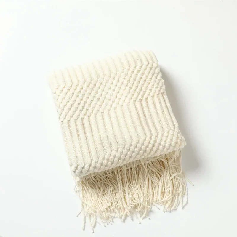 Weiße Boho-Überwurfdecken, strukturierte große Strickdecken, klobige Jahrgang-Luxus-Überwurf-Tagesdecke, Deckenbezug, Manta Para Sofá