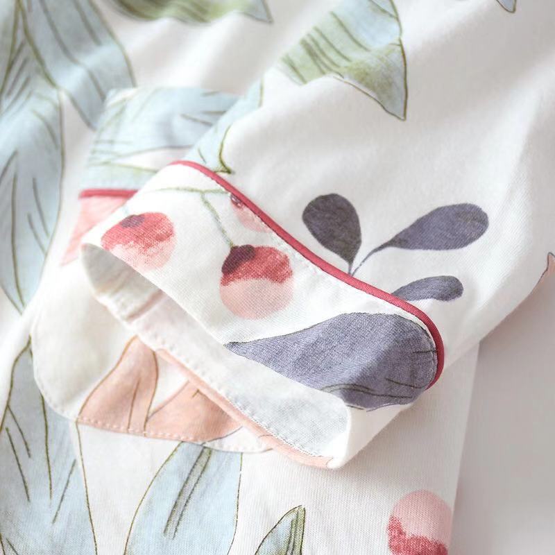 Sweet leaf 100%  bomulds pyjamassæt kvinder nattøj japansk ren bomuld pyjamas kvinder hjemmetøj