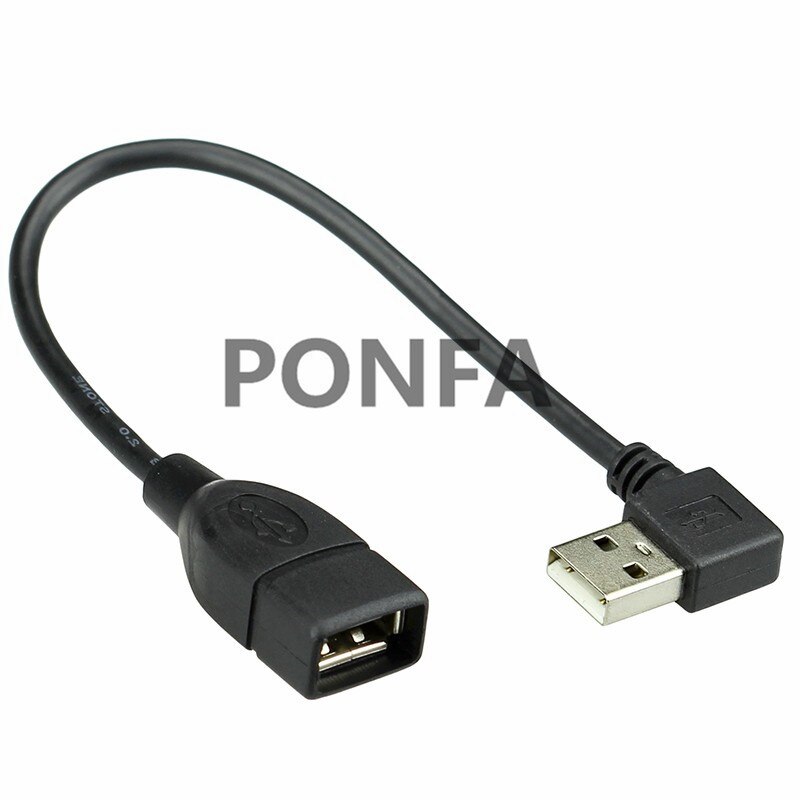 10 cm 20 cm 40 CM USB 2.0 A Man-vrouw 90 Angled Extension Adapter kabel USB2.0 man-vrouw rechts/links/down/up Zwart kabel: Right / 10cm