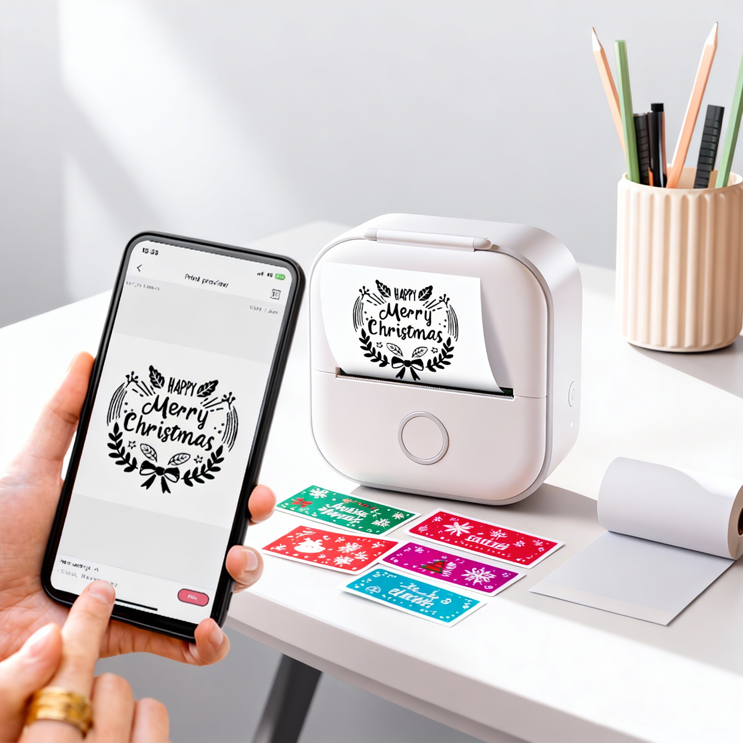 Mini Termoprinter Trådløs Lommetyper DIY Klistremerke Skriver Bærbar Etikett Skriver Journal Planlegger Dekor Verktøy