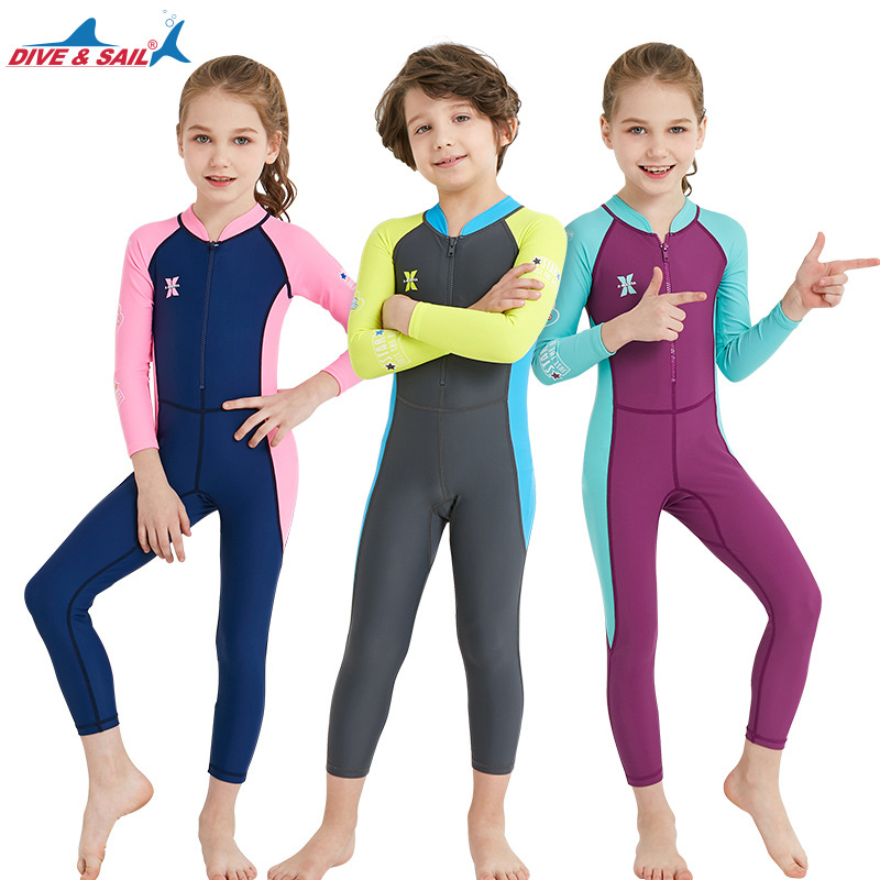 freundlicher Einem Stück Lycra Langarm Neoprenanzüge Tauchen Anzüge für Jungen Mädchen Ausschlag Wachen Surfen Schwimmen Bademode freundlicher Ein-stück Anzüge