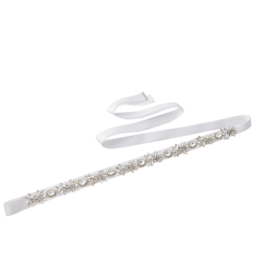 TRiXY S292 Sparkly Rhinestone Belt Wedding Dress Belt Sliver Crystal Bridal Sash Diamond Bridal Belt For Wedding Dress Accessory: white