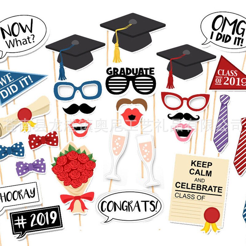 graduation ceremony party photos props paper beard paper frame Funny photo props graduation photo frame