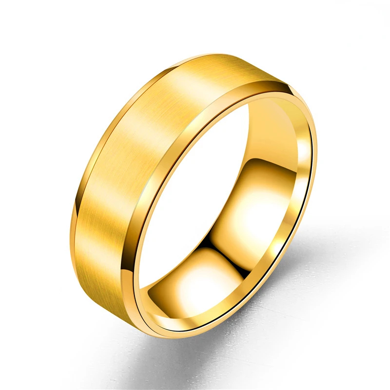 4 farver klassisk 8mm herrering overflade børstet rustfrit stål enkel ring til kvinder vielsesring par smykker tilbehør: 5 / Sort