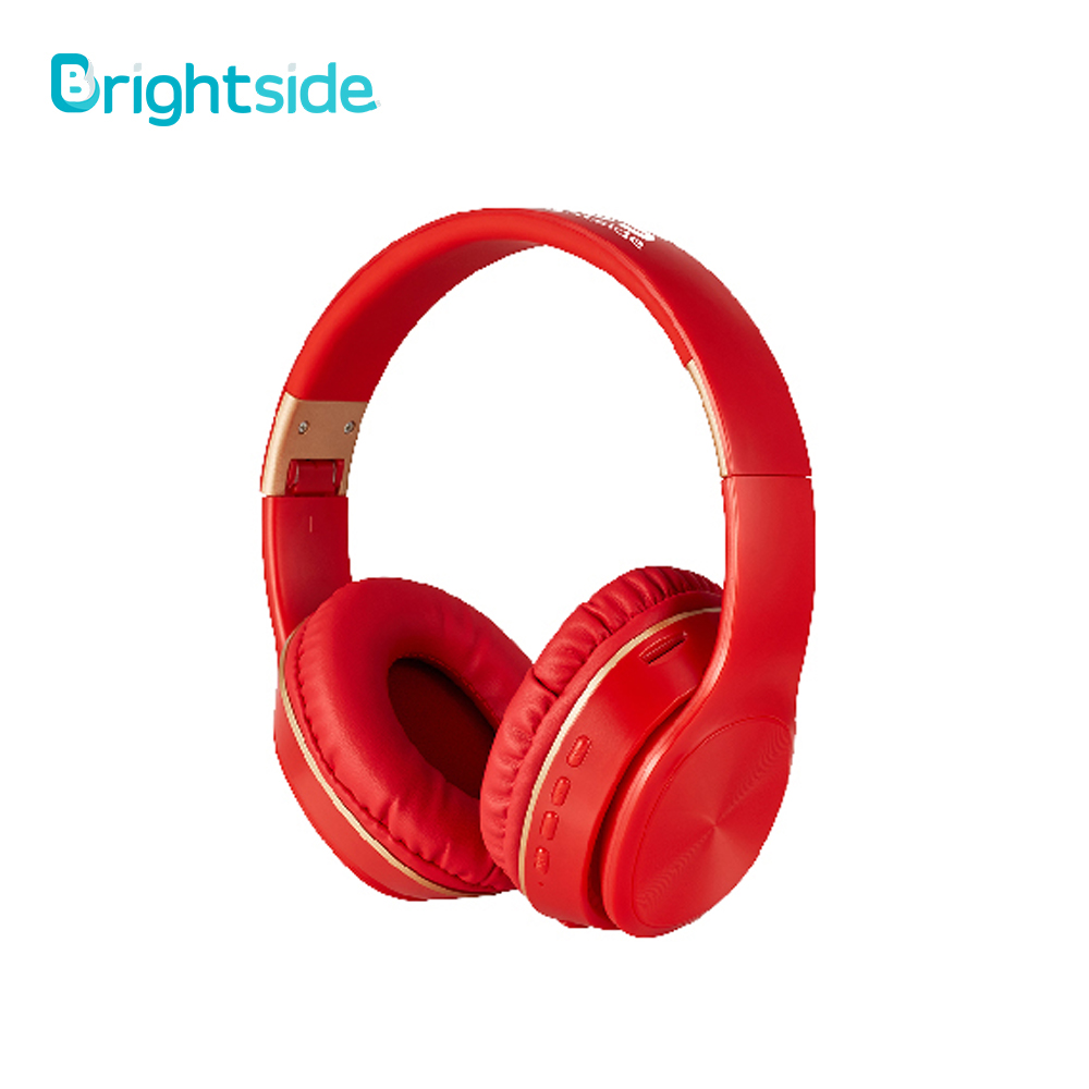 Brightside Wireless Headphones Bluetooth Headset Foldable Earphone Deep Bass Headphones With Mic TF Card For Ipad Mobile Phone: red