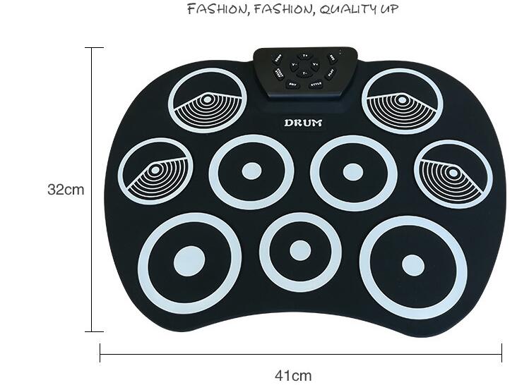 Hand roll Silica gel Drum kit With foot pedal Portable child percussion instrument Electronic drum