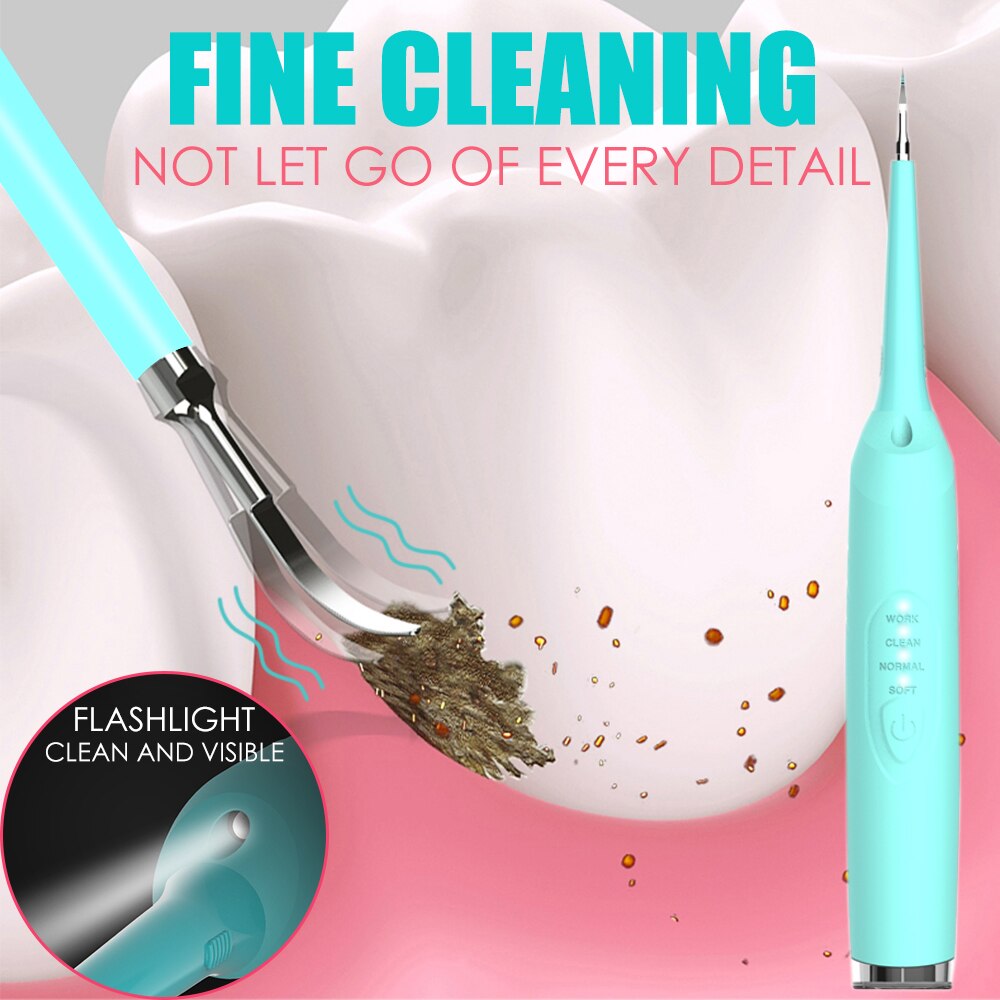 Remover elektrisk ultraljud sonisk oral irrigator tandvård tandkalk tandsten tandkött tandläkare vattentät vitare tänder cleane