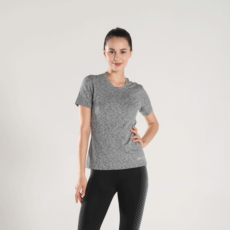 Kvinder løbende t-shirts o-hals sport top reflekterende udendørs fitness jogging kortærmet gym t-shirts åndbare yoga toppe xl