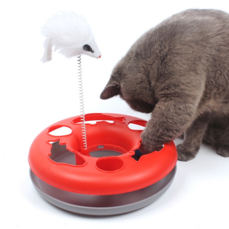 Toys For Cats Colo Colo Interactive Cat Training Toy Games For Cats Mouse Goods Single Layer Plate Turntable Cat Supplies