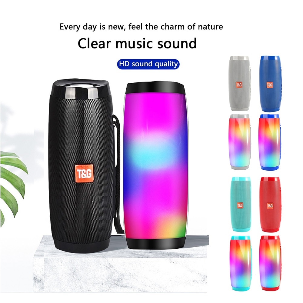 Wireless Bluetooth Speaker Portable Speaker Powerful High BoomBox Waterproof Outdoor Bass AUX HIFI TF FM Radio with LED Light