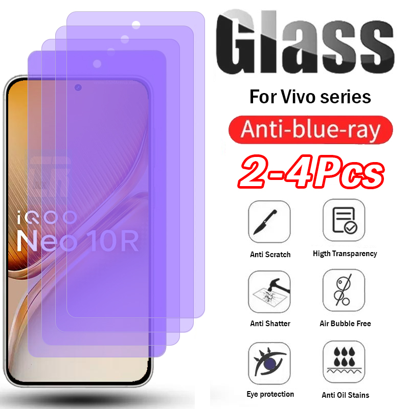 2-4Pcs Anti Blue Light Tempered Glass for VIVO IQOO Neo 10R 9S 10 9 9S Pro Z9 Turbo Plus 8 7 6 SE Z9X Z8X Z7X Screen Protector