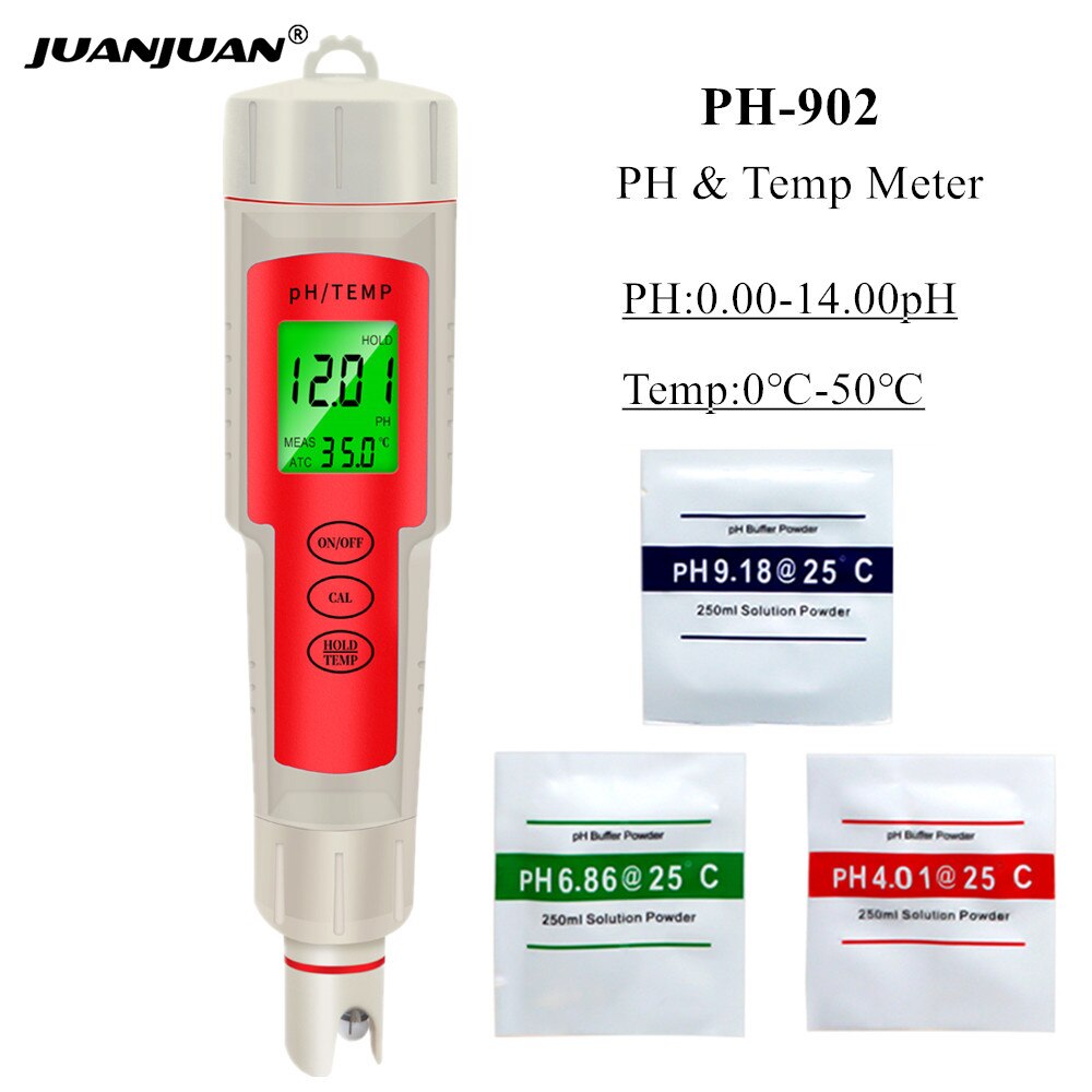 pH-902 PH &amp; Temperature Meter PH Meter Digital Water Monitor Tester For Pools Drinking Water Aquariums 0-14 50% Off