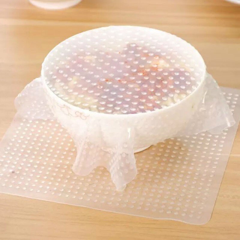 Envoltura de silicona multifuncional para alimentos, envolturas transparentes de silicona reutilizables, cubierta de sellado, estiramiento, mantenimiento fresco, herramientas de cocina, 1 ud.