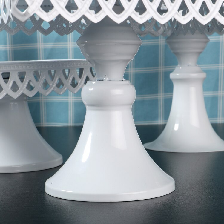 3 Size European Style Wedding Table Square white Cake Stand Iron Tall Cake Fruit Tray Lace Single Cupcake Stand