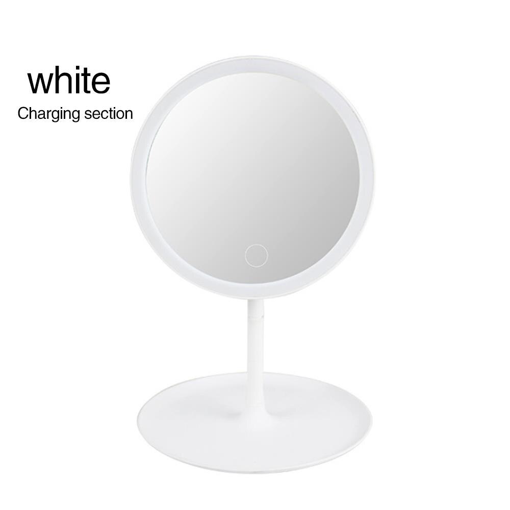 Mirror Lamp Makeup Mirrors Table Mirror Luminous Portable Magnifying LED Lighted USB Round 90 ° Rotation Bathroom Beauty: White / Pug-in 1 model
