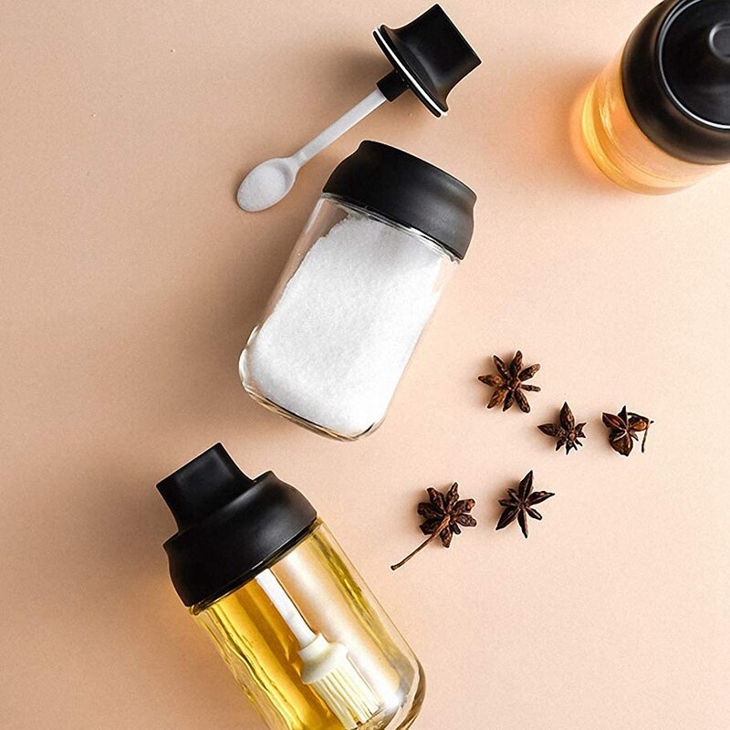 Würze Container Gewürz Kasten einstellen von 2 würzen Gläser Salz Zucker Glas Würze Töpfe transparent Lagerung