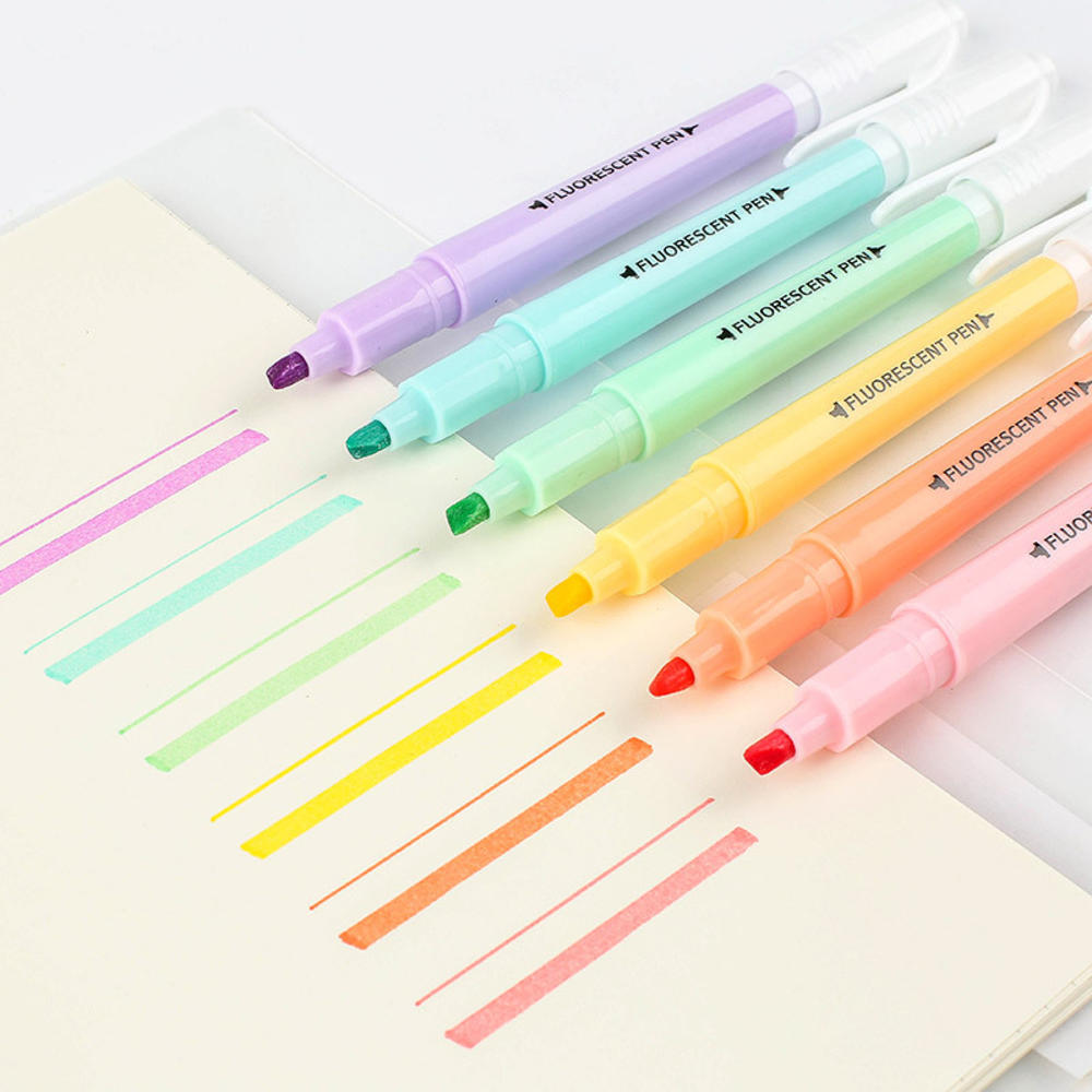 5/6 Stuks Leuke Candy Kleur Markeerstift Briefpapier Double Headed Fluorescerende Marker Pen Art Mark Pen Kantoor School levert