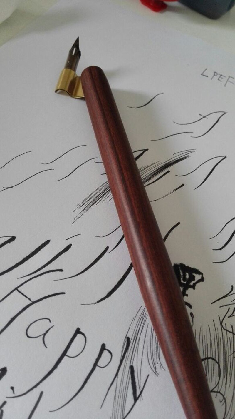 Handmade Solid Wood Copperplate Script Oblique Dip Pen Nib Holder Best