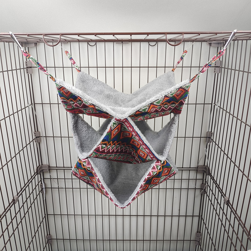 Petaurus Breviceps Warm Double Layered Hammock Three Layer Pet Hanging Squirrel Sleeping Bag Pet Supplies Hamster Hammock