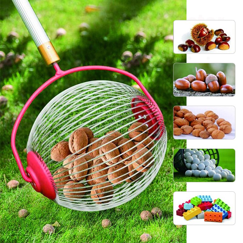 Fruit Picker Collector Harvester Nut Collector Walnut Chestnut Gatherer Catcher Aluminum Alloy Adjustable Garden Picking Tool