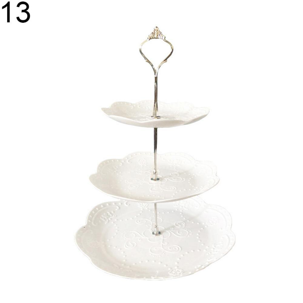 2/3 Tiers Fruit Cake Plate Holder Stand Home Festival Party Dessert Storage Rack Round/square/flower Dessert Plates Storage Rack: 13