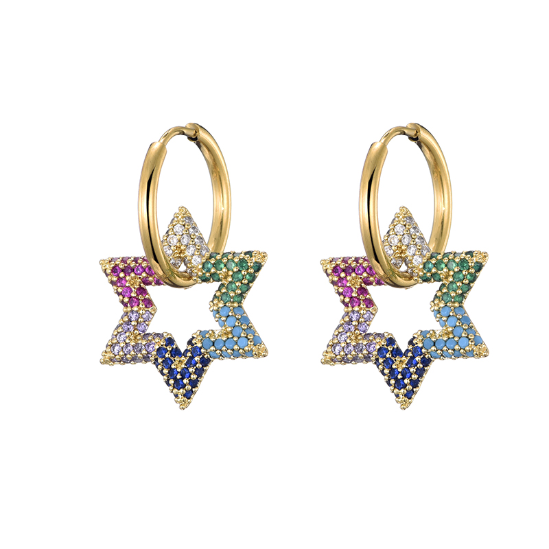 Lovbeafas Ster Ronde Roestvrijstalen Oorringen Voor Vrouwen Zirkonia Geometrische Gouden Kleur Bruiloft Elegante Sieraden