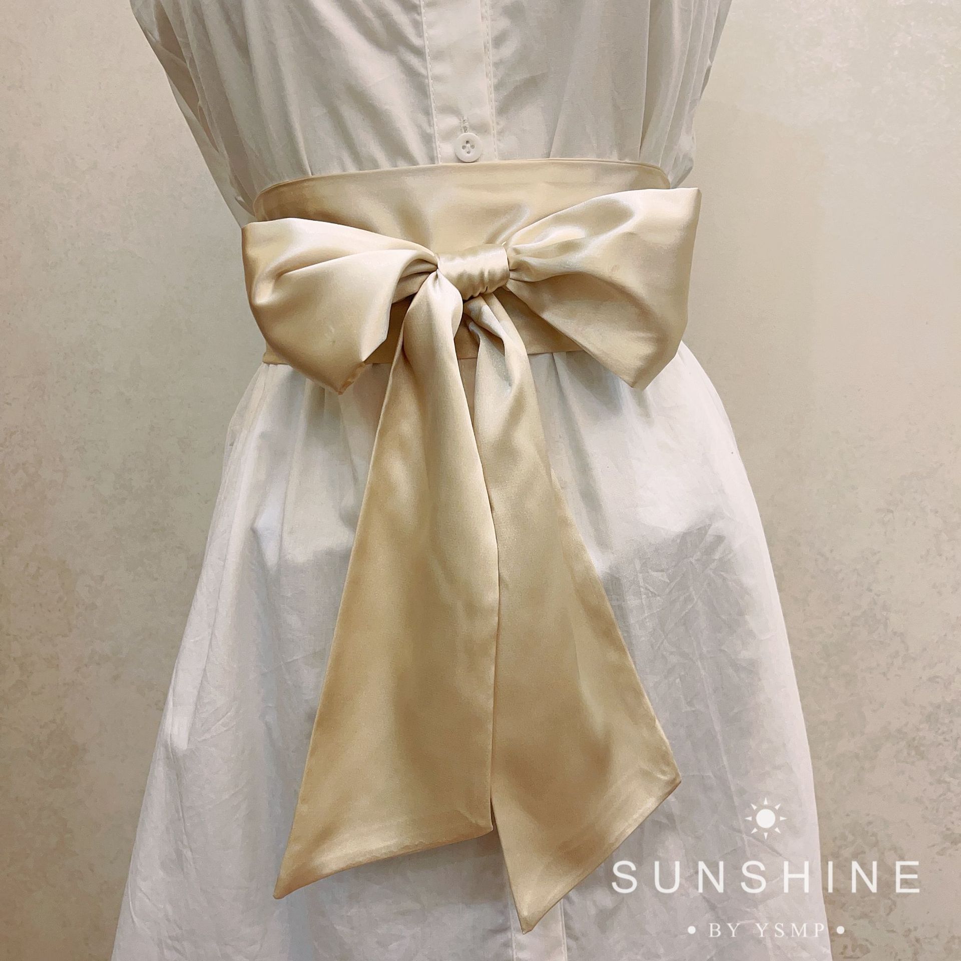 Satijnen Strik Brede Corset Riem 9.5x250 cm Wijn Wit Rood Zwart Roze Geel Marine DIY Strik Tailleband voor Vrouwen Meisje: Champagne