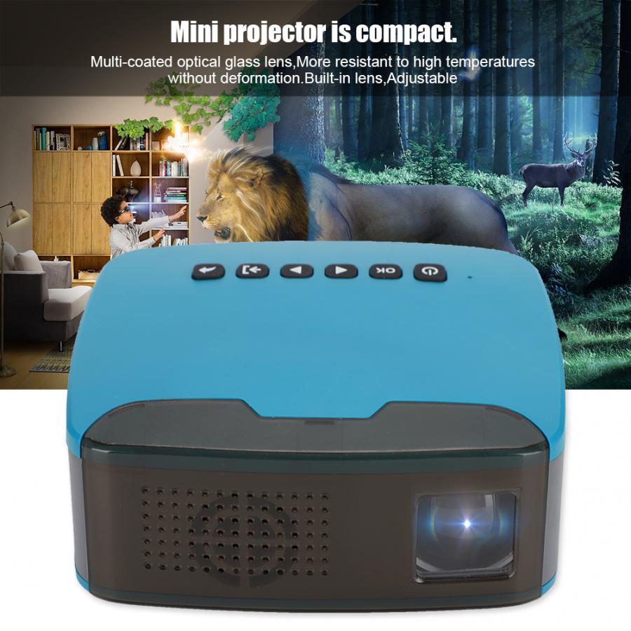 Micro LED Projector with Adjustable Built-in Lens 13ANSI Brightness Support AV / / USB / TF Input