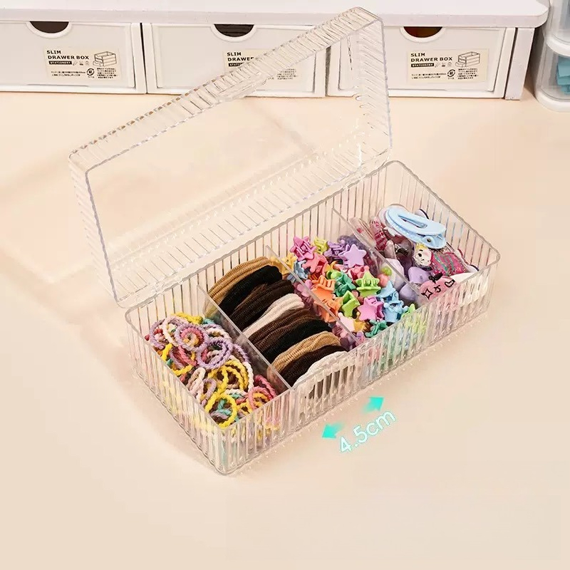 Clear Hair Accessories Organizer Acrylic Storage Box Hair Tie Organizer for Headband Cosmetic Storage Box Desk Jewelry Organizer