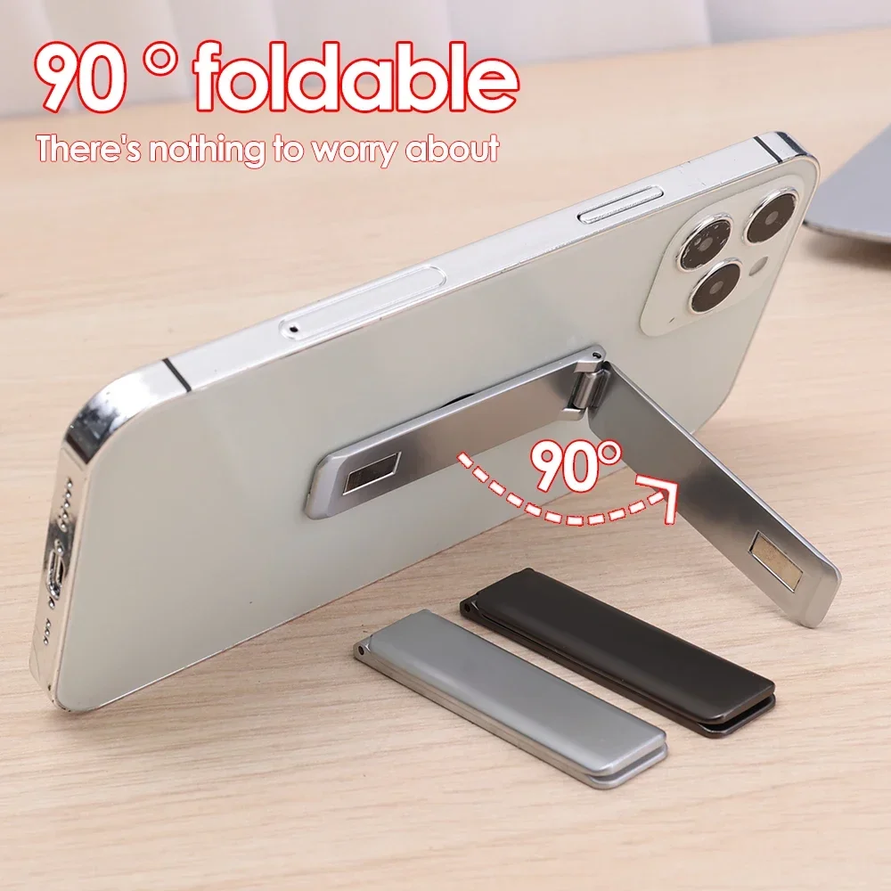 1-2 pièces support de téléphone portable universel en métal magnétique fort support pliant réglable Ultra mince béquille de téléphone support de bureau