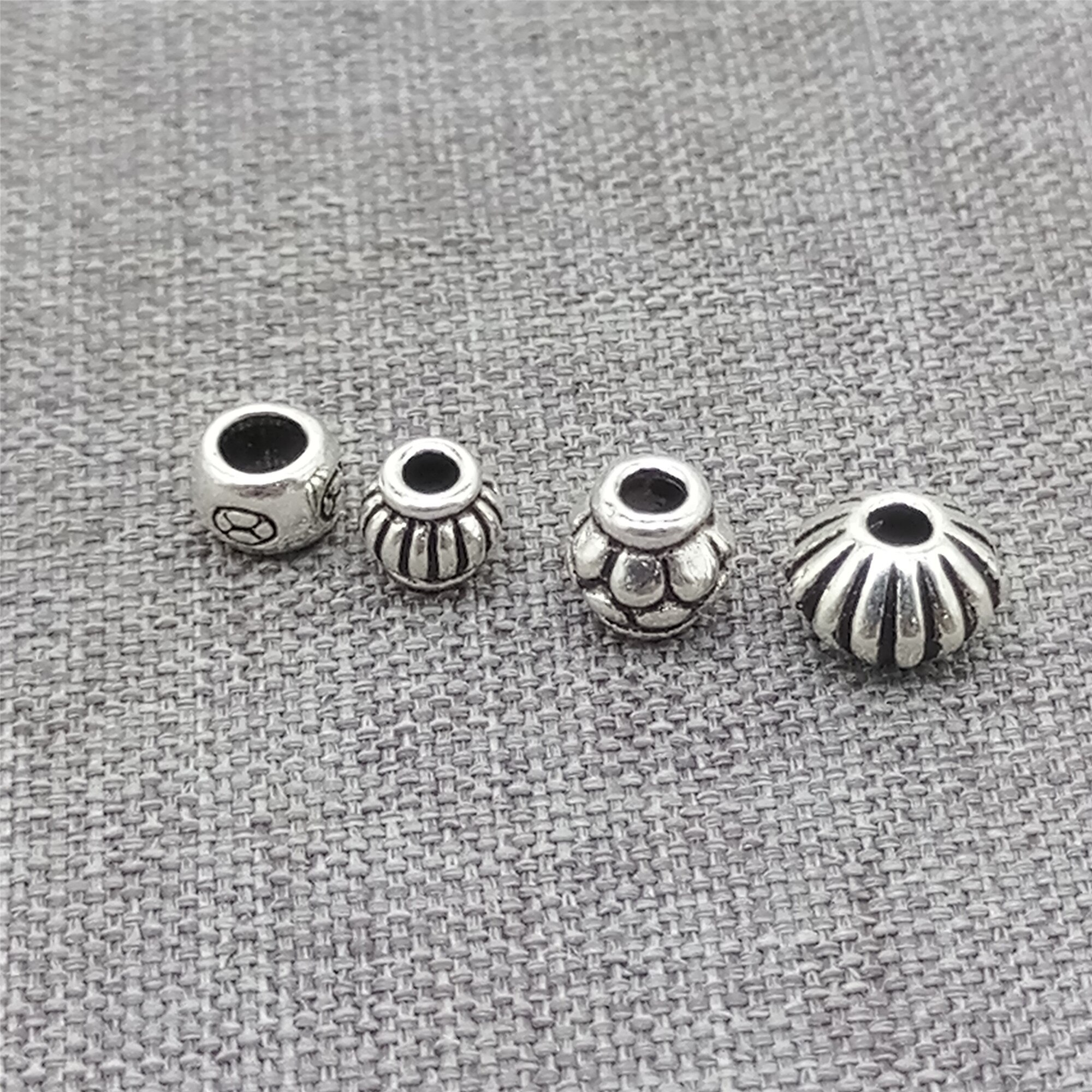 10 Stuks Van 925 Sterling Zilver Kleine Zaad Kralen Voor Armband Spacer Bloem Opdruk