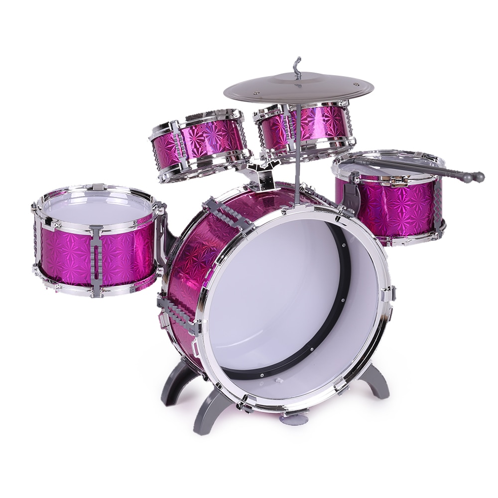 Kinderen Kids Drum Set Muziekinstrument Speelgoed 5 Drums Met Kleine Cimbaal Kruk Drum Sticks Voor Jongens Meisjes