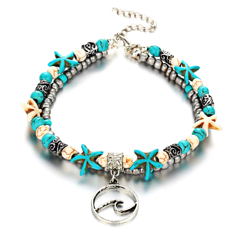 Tobilleras de playa Boho para mujer, pulsera de tobillo de elefante, cadena multicapa, joyería de pie, concha de tortuga, estrella de mar, árbol de la vida, Verano: COLOR ORO ROSADO