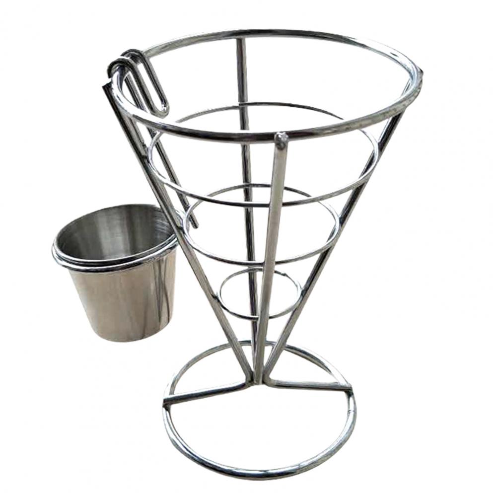 Französisch Frites Stehen Mit Soße-Trichter einstellen Rost-nachweisen Metall Chip Tasse Halfter Gebratenes Huhn Anzeige Gestell Korb Party Küche Versorgung: verrotten