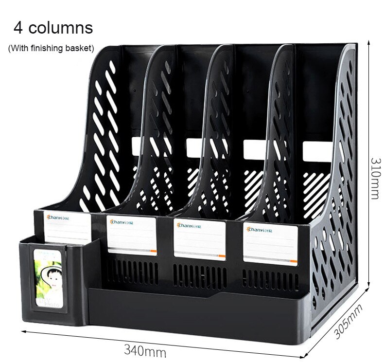 4-column File Rack Frame Book Stand Bookshelf File Basket Office Supplies Simple Desk Top Folder Storage Box Desk Organizer: Upgrade black