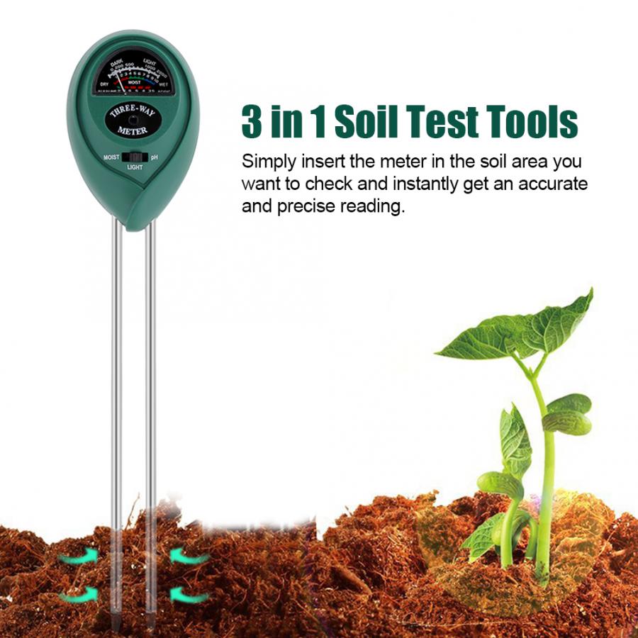 Jord tester 3- i -1 jord test kit fugt/lys/ph meter til haveplanter blomster fugt tester