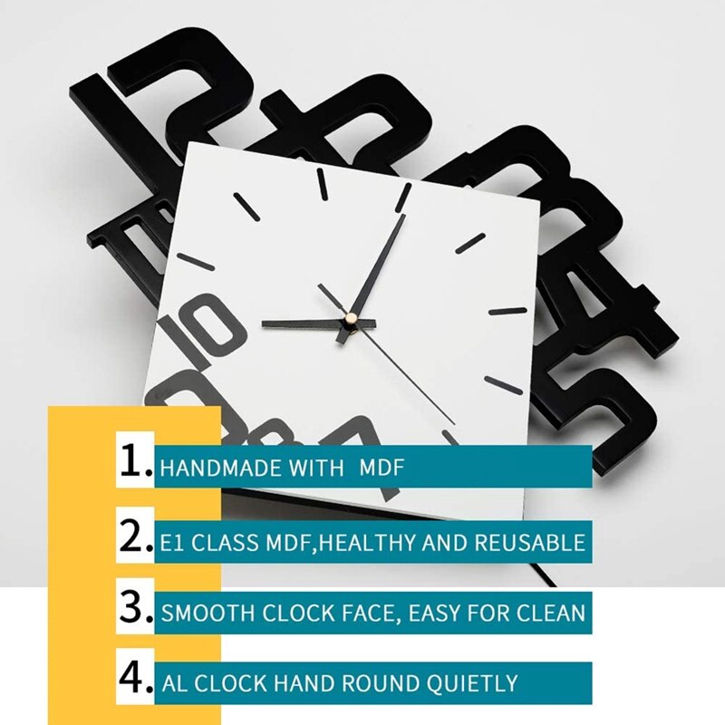 Large Wall Clocks for Living Room Decor Silent Pendulum Wall Clocks Battery Operated Non-Ticking for Home Decorative