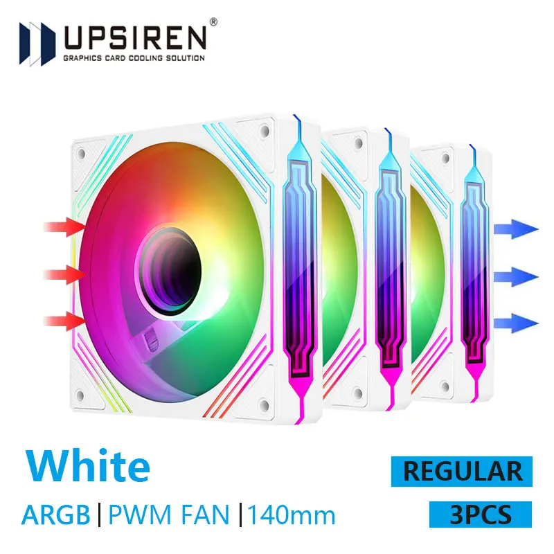 UPSIREN PF-14 PRISM 4PRO ventilateur de châssis d'ordinateur 14 cm ARGB 4 broches PWM ventilateur de refroidissement silencieux 12 V grand Volume d'air 61,5 CFM/650-1800 tr/min: Rouge