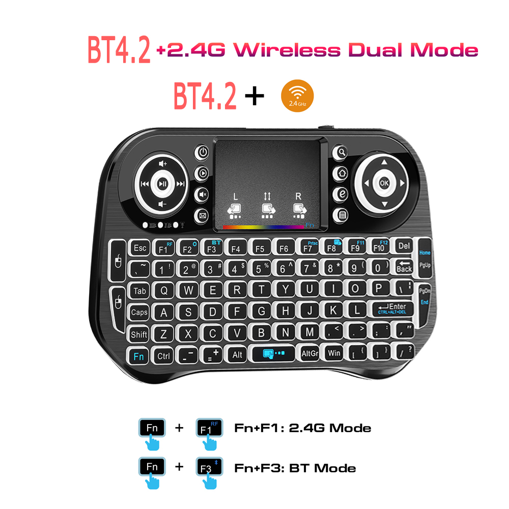 Bluetooth Wireless Mini Keyboard Backlit 2.4G USB English Russian French Spanish Portuguese Arabic Hebrew for Android TV Box PC