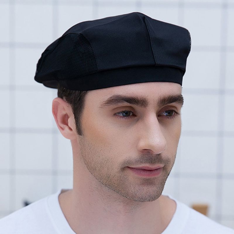 Mens Womens Chef Hat Pastry Baker Kitchen Cook Coffee Shop Duckbill Beret Cap