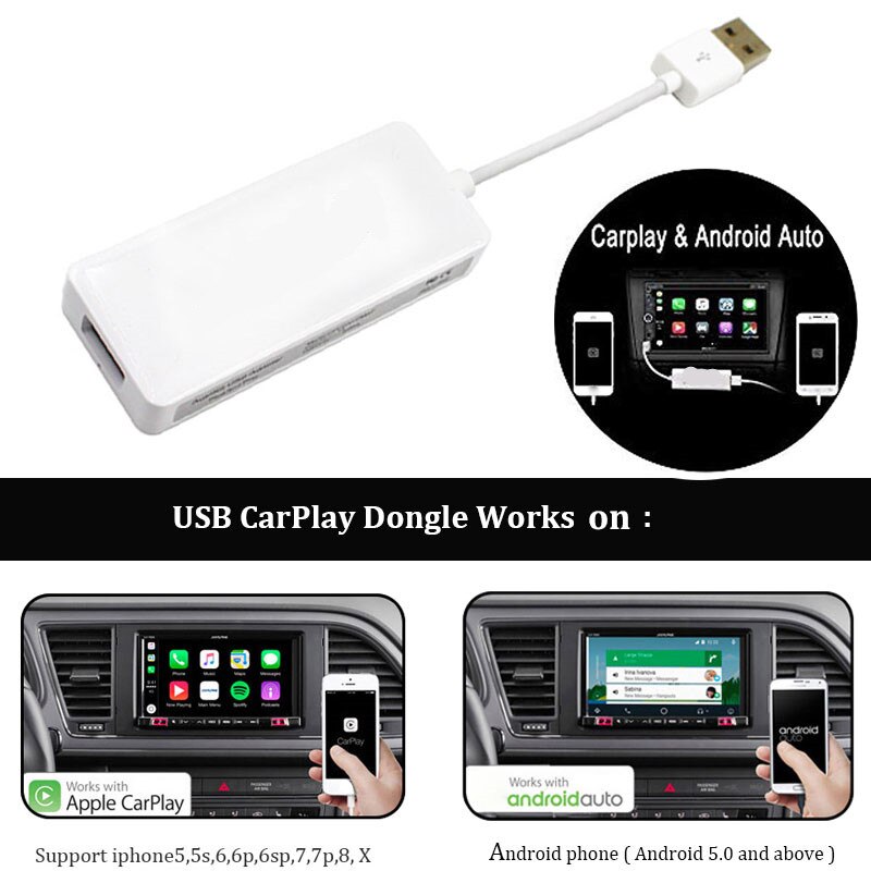 Bærbar bil link dongle android auto  mp5 afspiller understøtter usb hvid 5v gps iphone auto link dongle til apple carplay