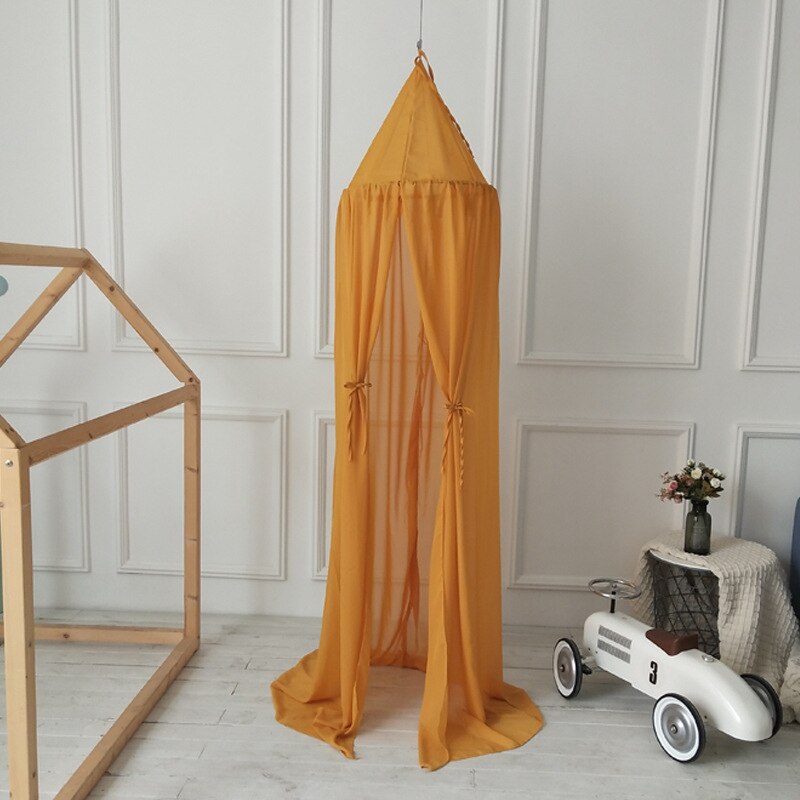 Ins Nordic tent Chiffon baby mosquito net dome hanging decoration bed net tent bed curtain children room decoration: yellow