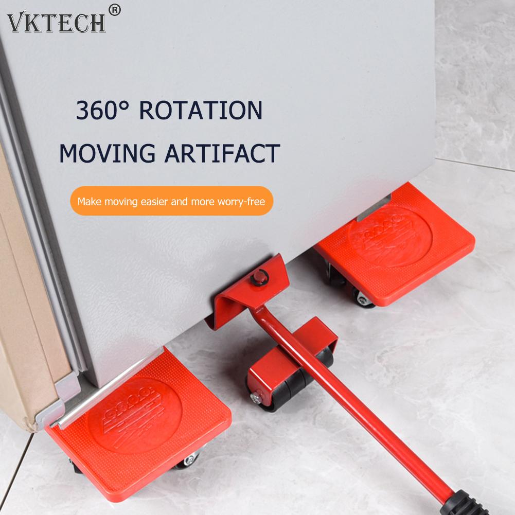5pcs Furniture Mover Tool Transport Lifter Heavy Stuffs Moving 4 Wheeled Roller with 1 Bar Mover Device Set