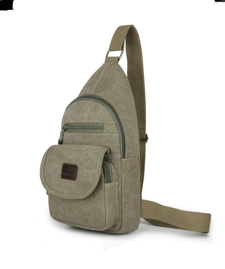 Brust Pack Männer Leinwand Tasche draussen Schulter Tasche Paket Startseite Typ MÄNNER Bote Tasche Freizeit Tasche: Armee Grün