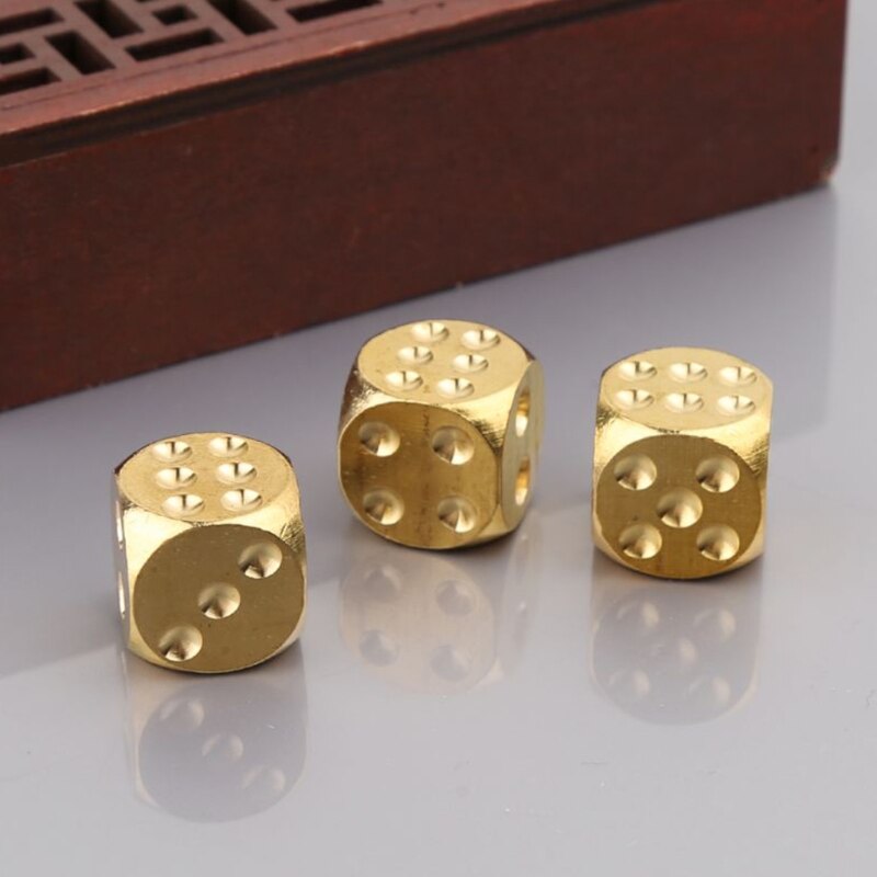 6 stücke 13mm Kupfer Würfel Heimat Dekor Durcheinander Würfel Bar Liefert Spiel Werkzeug Kupfer Metall 24BD
