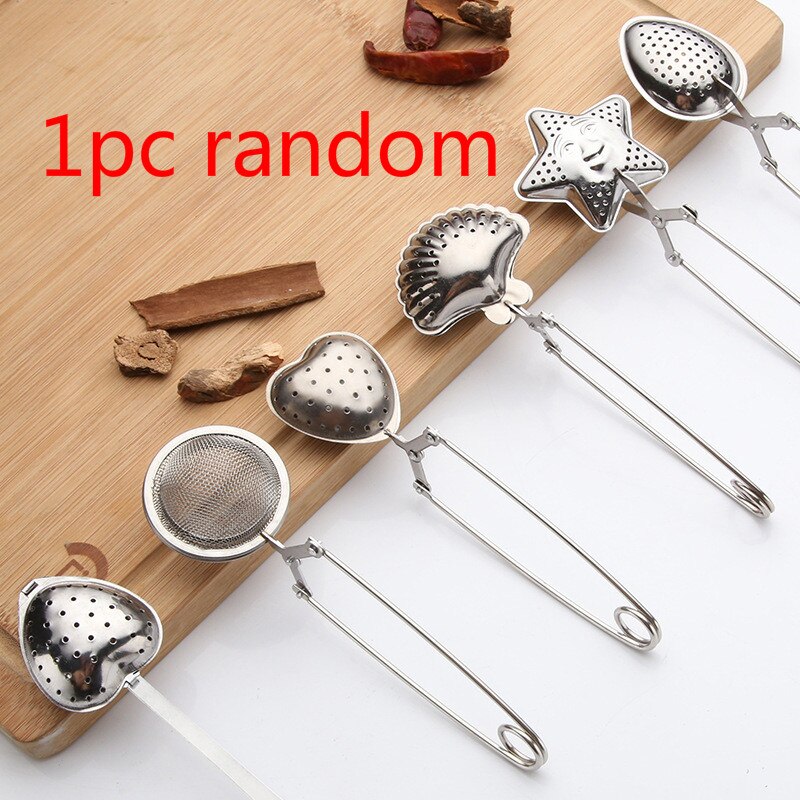 Stainless Steel Mesh Tea Strainer Tea Infuser Reusable Metal Tea Bag Filter Loose Leaf Herb Spice Filter Diffuser Handle Teaware: random