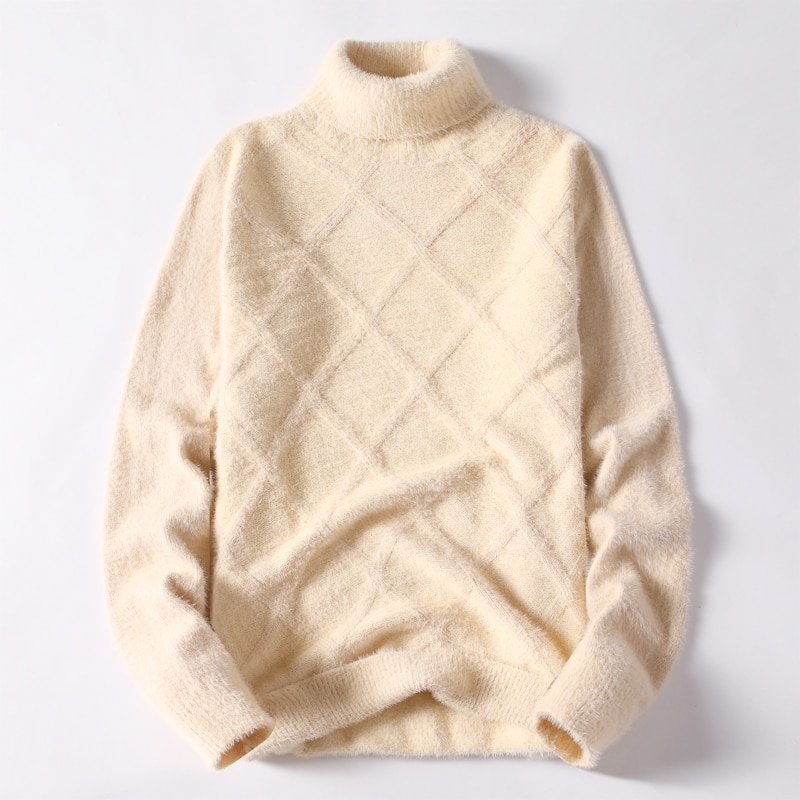 Winter dikke warme trui heren coltrui casual argyle heren truien zachte warme pullover heren breigoed merkkleding